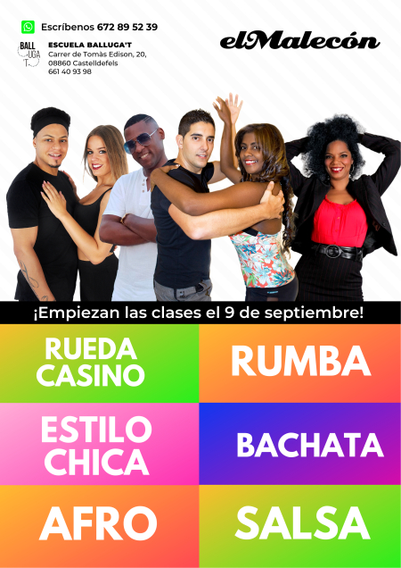 Salsa and bachata courses at BALLUGA'T School in Castelldefels - September 2019