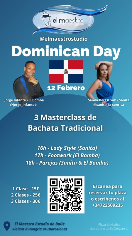 Dominican Day - Traditional Bachata Masterclass in Barcelona - 12th February 2022