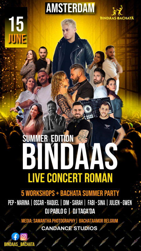 𝑩𝑰𝑵𝑫𝑨𝑨𝑺 Summer Edition [ ROMÁN Concert + 5 Bachata workshop & Party ] 