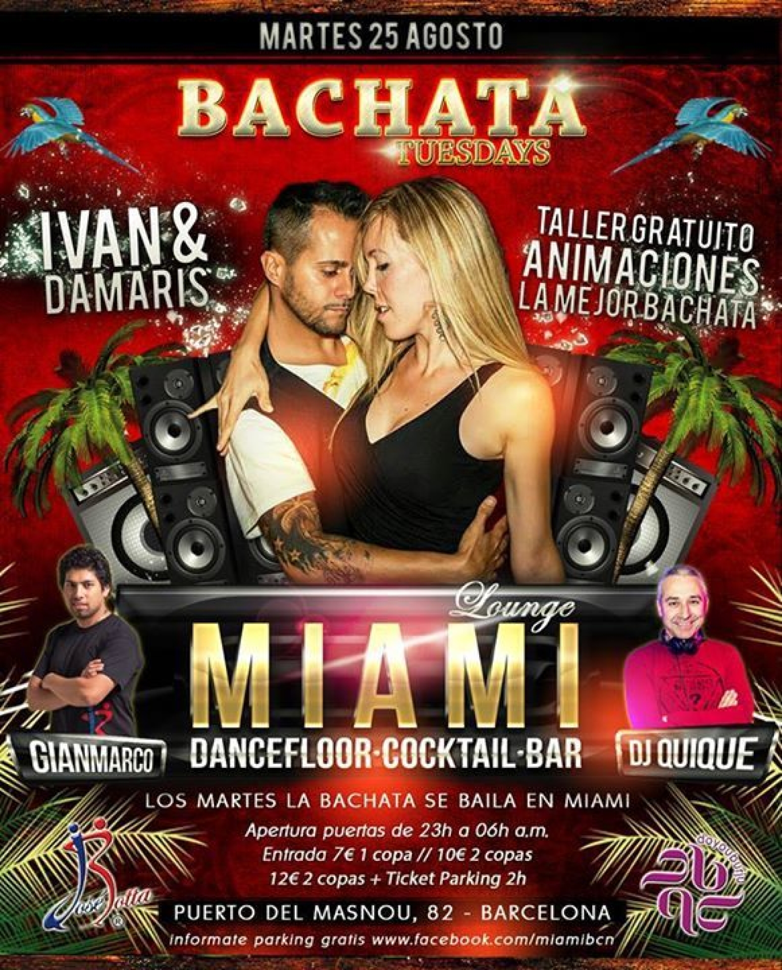 MIAMI BACHATA TUESDAYS, MARTES 25 AGOSTO go&dance